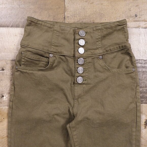 Joie High Rise Skinny Button Fly Pants Olive Green Size 24 – 25" Inseam - Picture 2 of 12